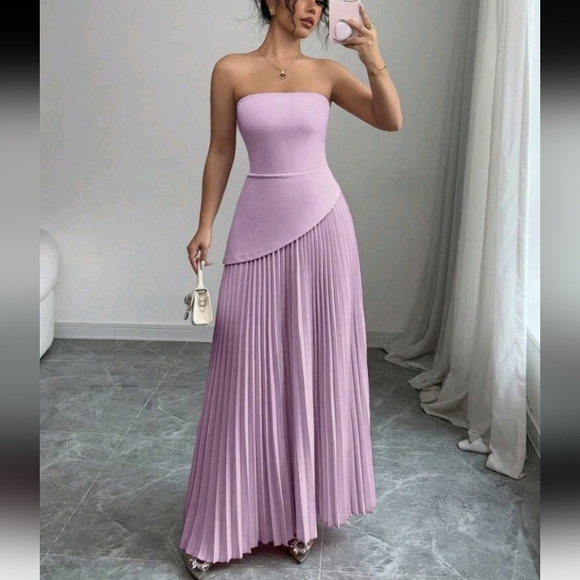 Dresses & Skirts - Women Plain Color Pleated Waist Design Elegant Sleeveless Casual/Work Dress
